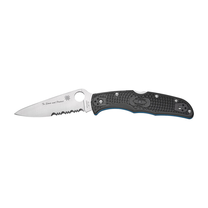 Нож Spyderco Endura 4, Thin Blue Line, полусеррейтор  