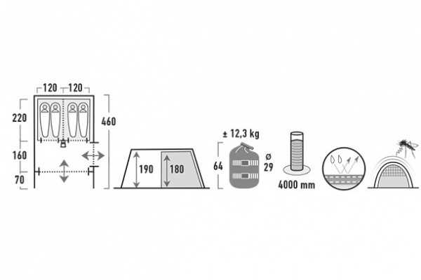 Палатка High Peak Albany 4 (Grey/Blue)  