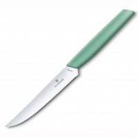 Кухонный нож Victorinox для стэйка с волнистой кромкой Swiss Modern, Steak Knife, Wavy Edge, 12 cm, мятный
