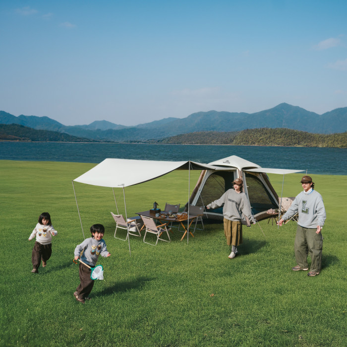 Палатка четырехместная автоматическая надувная с тентом Naturehike Ango CNK2550WS017, коричневая  