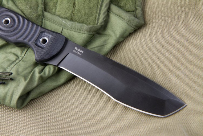 Нож Kizlyar Supreme Vendetta черный, сталь AUS8, черные ножны  