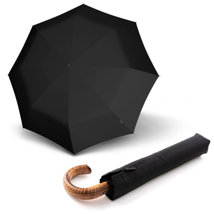 Зонт Knirps S.570 Crook Handle Black Полуавто/Складной/8спиц /D102x42см  
