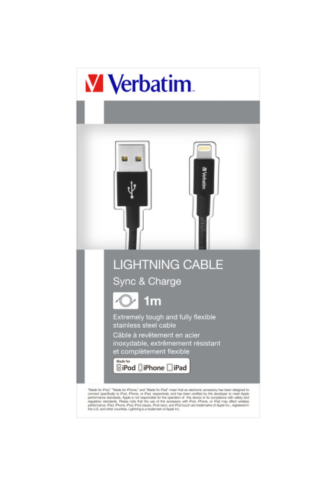 Кабель Verbatim Apple Lightning G2 100cm (черный)  