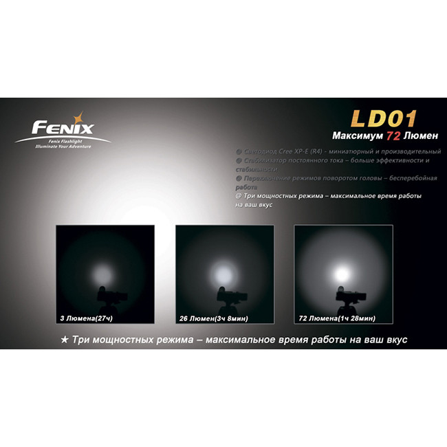 Карманный фонарь Fenix LD01 , серый, XP-E LED R4, 72 лм.  