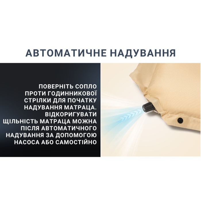 Самонадувающийся коврик двухместный с подушкой Naturehike CNK2300DZ014, 30 мм, бежевый (6976507663809)  