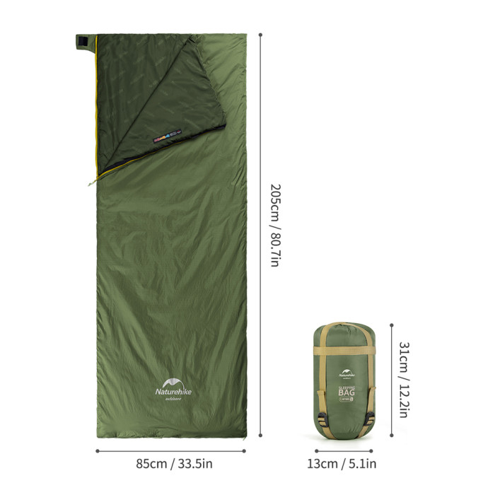 Спальный мешок Naturehike LW180 Mini NH21MSD04, левый, XL, темно-зеленый  