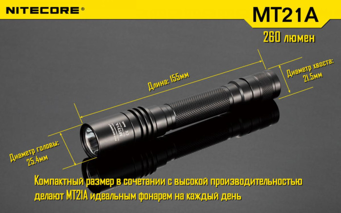 Карманный фонарь Nitecore MT21A, 260 люмен  