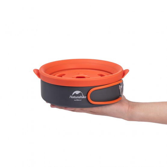 Сковорода Naturehike Camping Pan 1.6 л with silicone lid orange/grey NH19CJ006  