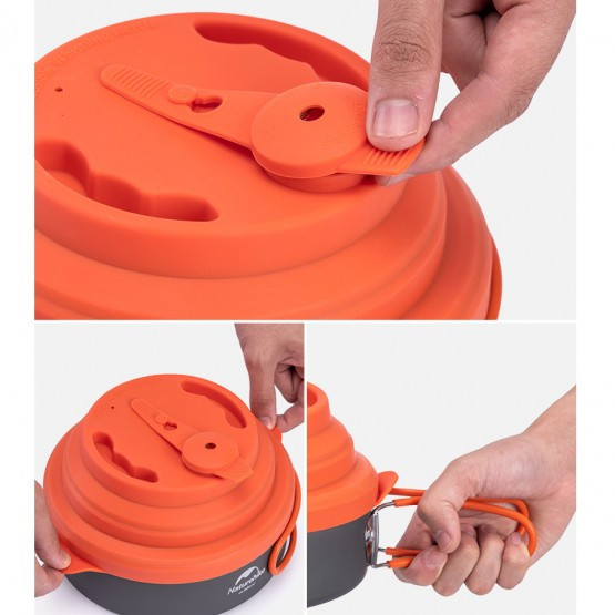 Сковорода Naturehike Camping Pan 1.6 л with silicone lid orange/grey NH19CJ006  