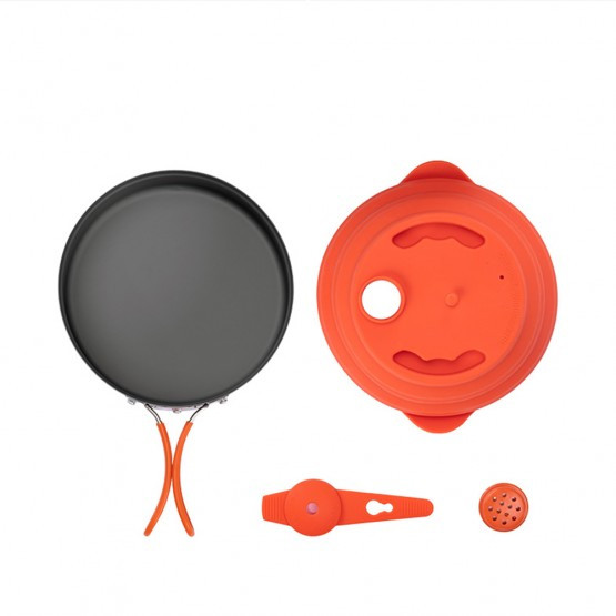Сковорода Naturehike Camping Pan 1.6 л with silicone lid orange/grey NH19CJ006  