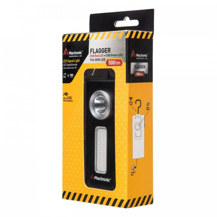 Фонарь профессиональный Mactronic Flagger (500 Lm) Cool White/Red/Green USB Rechargeable (PHH0071)  