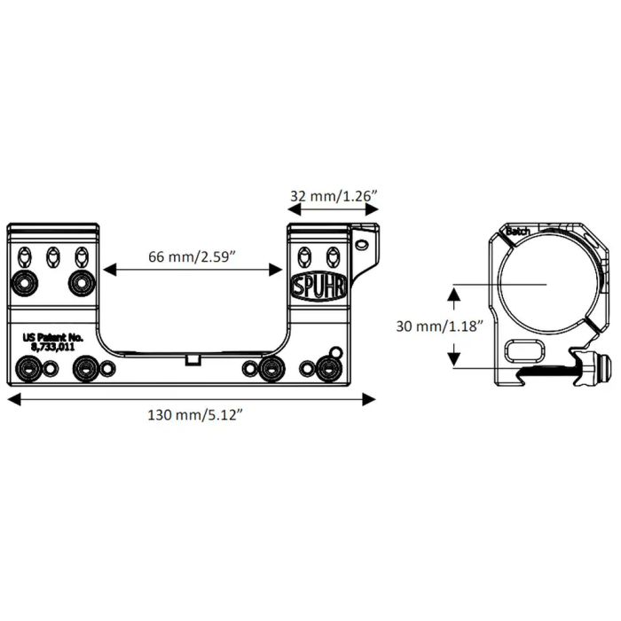 Моноблок Spuhr SP-4001C Gen3, Ø34, H30mm/1,18", Сплав. Picatinny  