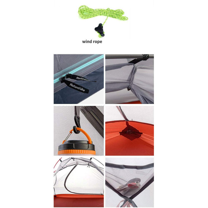 Палатка Naturehike Wind-wing I (1-х местная) 20D silicone + footprint grey/red (NH16S012-S)  