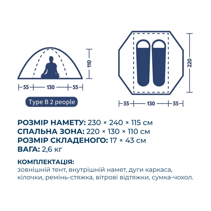 Палатка трехместная Naturehike Bleik Series Tent CNK2550WS038, голубой  