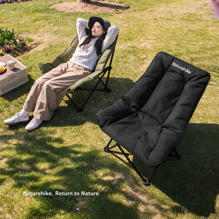 Кресло туристическое складное с высокой спинкой Naturehike CNK2450JJ020, черный  