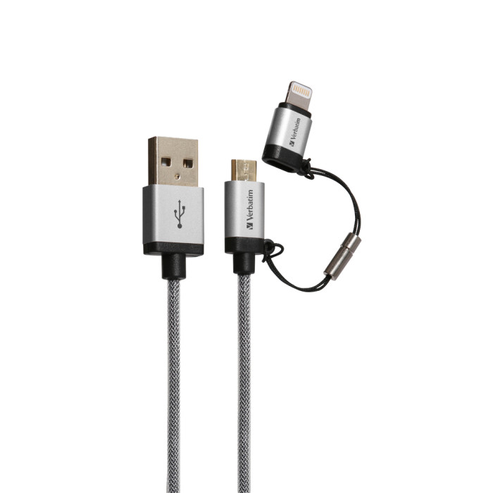 Кабель Verbatim Micro USB + Apple Lightning 120cm  