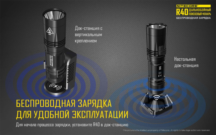 Карманный фонарь Nitecore R40 с док-станцией, 1000 люмен  