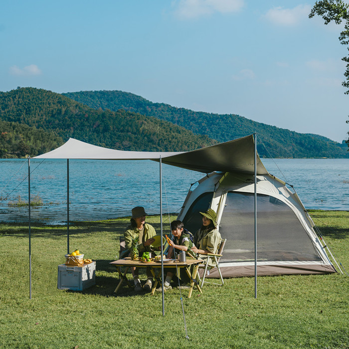 Палатка трехместная автоматическая с тентом Naturehike Ango CNK2550WS010, S, коричневая  