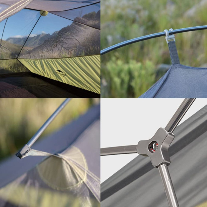 Палатка сверхлегкая трехместная с футпринтом Naturehike Cloud Up 3 Updated NH18T030-T, 20D, темно-зеленый  