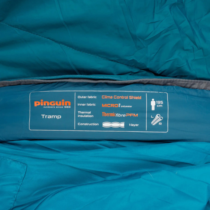 Спальный мешок Pinguin Tramp (11/7°C), 185 см - Left Zip, Petrol (PNG 237160) 2020  