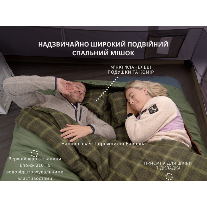 Спальный мешок двухместный с подушками Naturehike CNK2350WS019, зеленый  