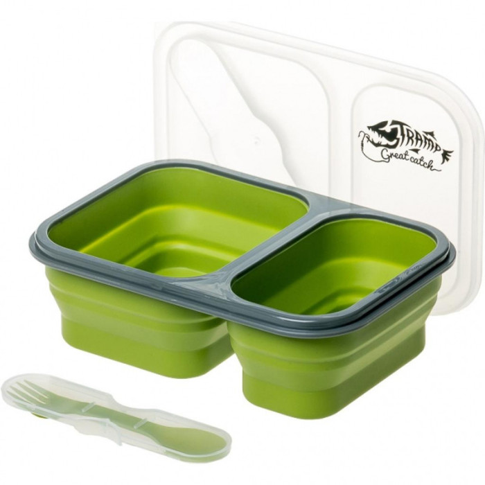 Контейнер 2 отсека силиконовый Tramp TRC-090-olive  