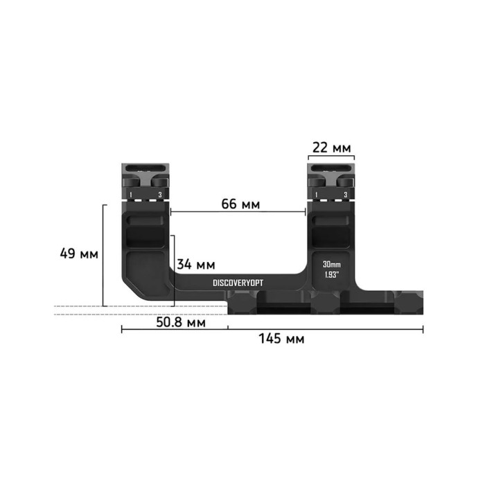 Моноблок Discovery Scope Mount ONE-PIECE High Profile For Picatinny 30mm 1,93 inch (202402)  