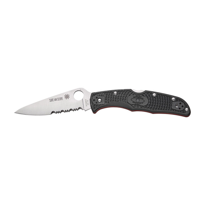 Нож Spyderco Endura 4, Thin Red Line, полусеррейтор  