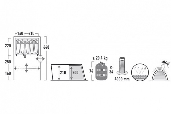 Палатка High Peak Leesburg 5 (Grey/Blue)  