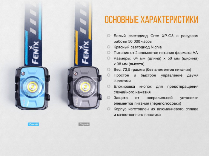 Налобный фонарь Fenix HL30 (2018) Cree XP-G3 (синий)  
