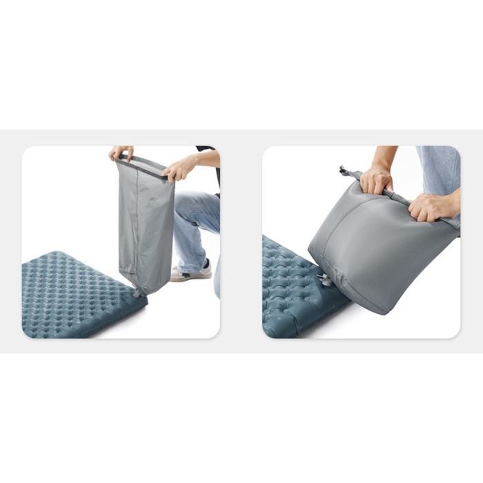 Матрас надувной сверхлегкий Naturehike CNH22DZ018, овальный, с мешком для надувания, 183 см, серый  