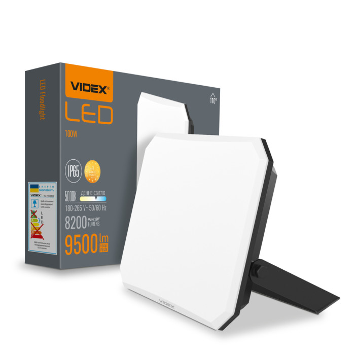 Прожектор VIDEX F3 100W 5000K 220V Black (VLE-F3-1005B)  