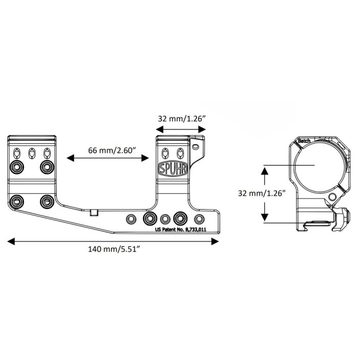 Моноблок Spuhr SP-4026C Gen3, Ø34 H32mm/1,26", Сплав. Picatinny (Вынос 70mm)  