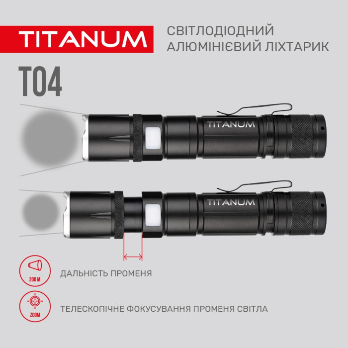 Портативный светодиодный фонарик TITANUM TLF-T04 300Lm 6500K  