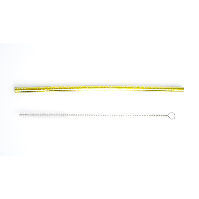 Трубочка прямая из титана TiTo Titanium -  золотистая с мешочком  