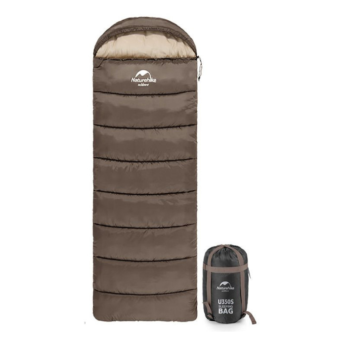 Спальник с капюшоном Naturehike U350S NH20MSD07, (-3°C), левый, коричневый  