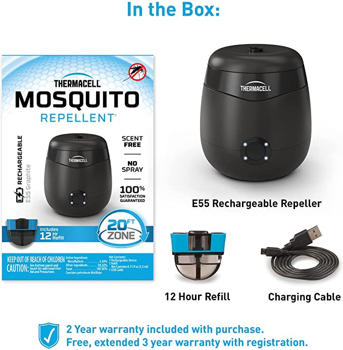 Устройство от комаров Thermacell E55 Rechargable Zone Mosquito Protection ц:charcoal  
