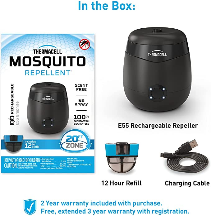 Устройство от комаров Thermacell E55 Rechargable Zone Mosquito Protection ц:charcoal 