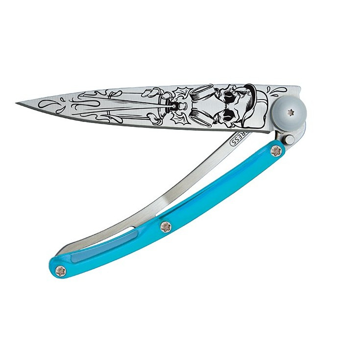 Нож Deejo Tattoo 37 g, Blue, "Spray"  