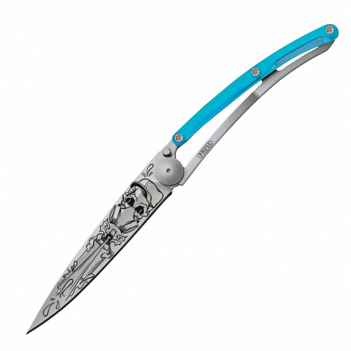 Нож Deejo Tattoo 37 g, Blue, "Spray" 