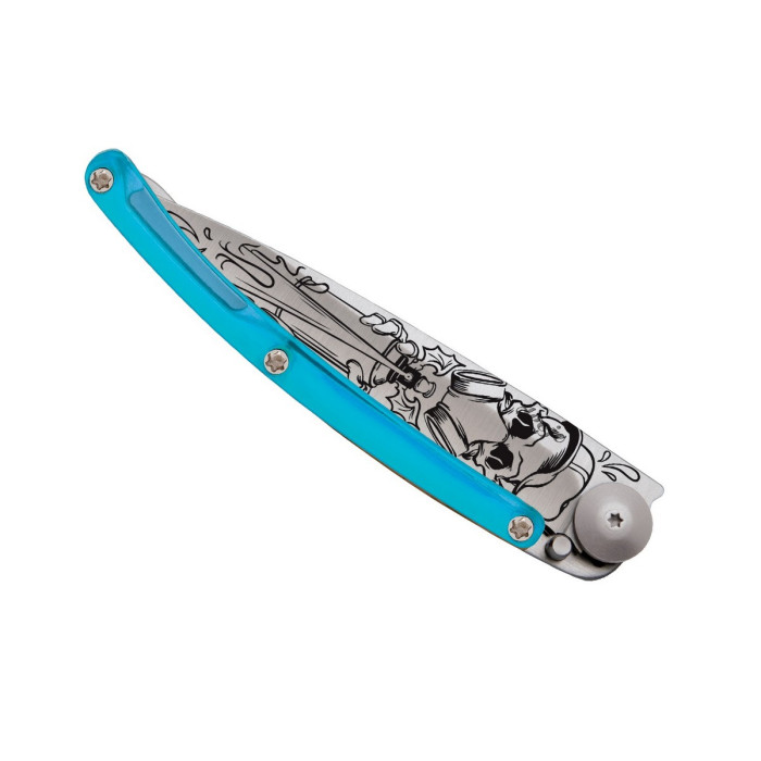 Нож Deejo Tattoo 37 g, Blue, "Spray"  