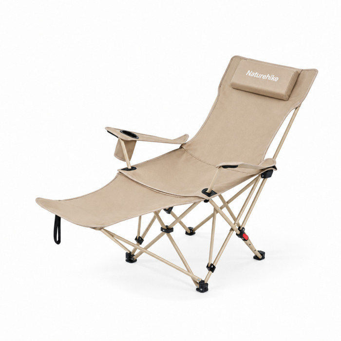 Кресло туристическое складное с высокой спинкой с подставкой для ног Naturehike CNK2550JJ019, бежевый  