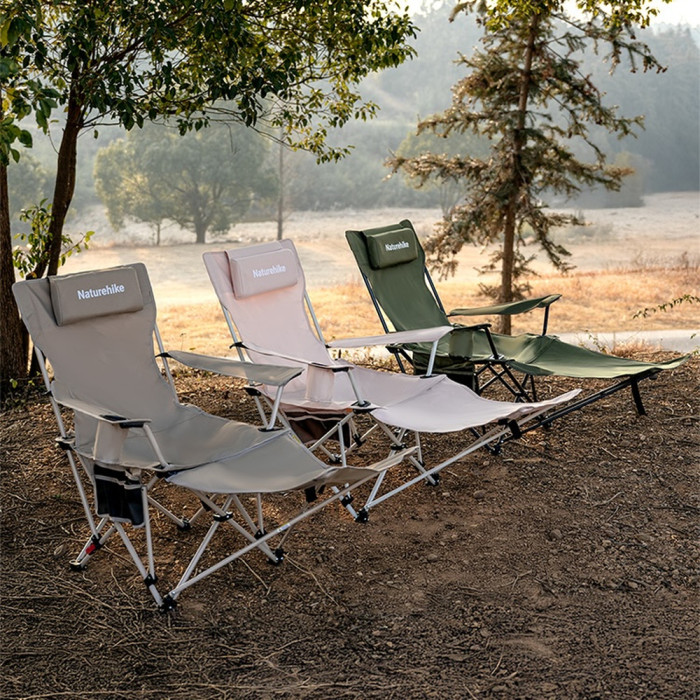 Кресло туристическое складное с высокой спинкой с подставкой для ног Naturehike CNK2550JJ019, бежевый  