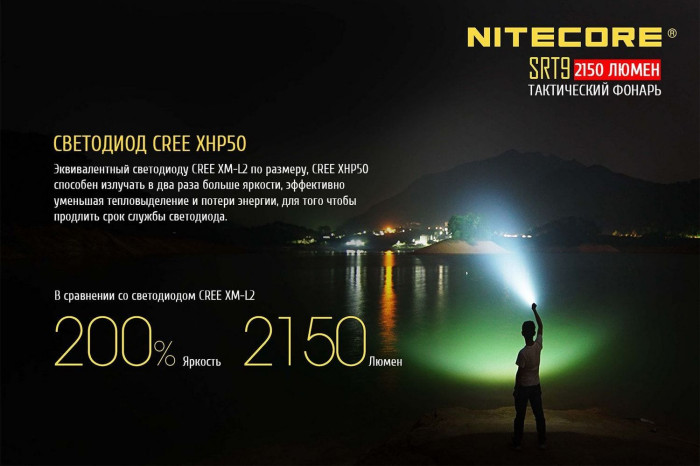 Карманный фонарь Nitecore SRT9, 2150 люмен  