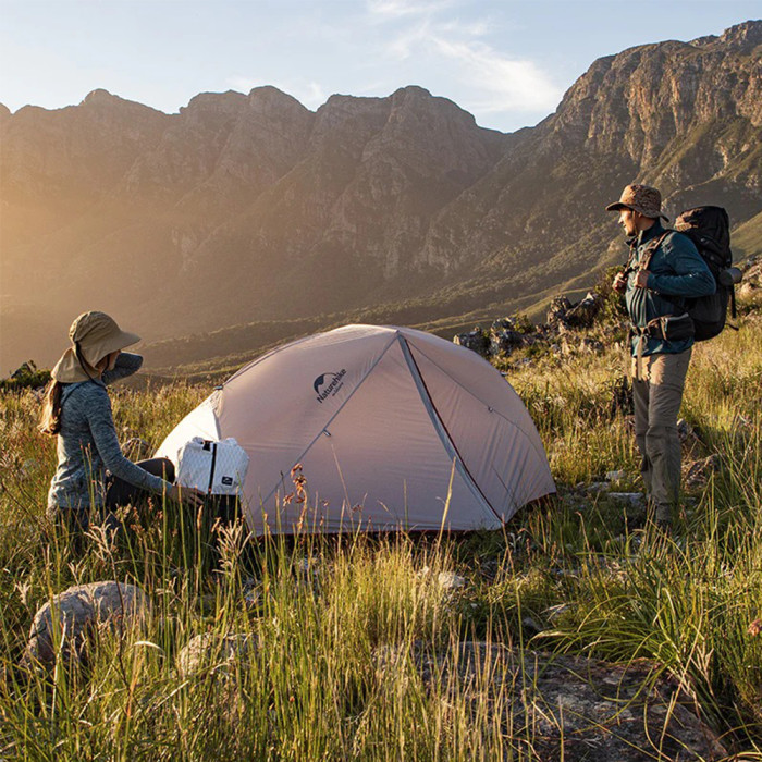 Палатка сверхлегкая двухместная с футпринтом Naturehike Star-River 2 Updated NH17T012-T, 210T, серо-красный  