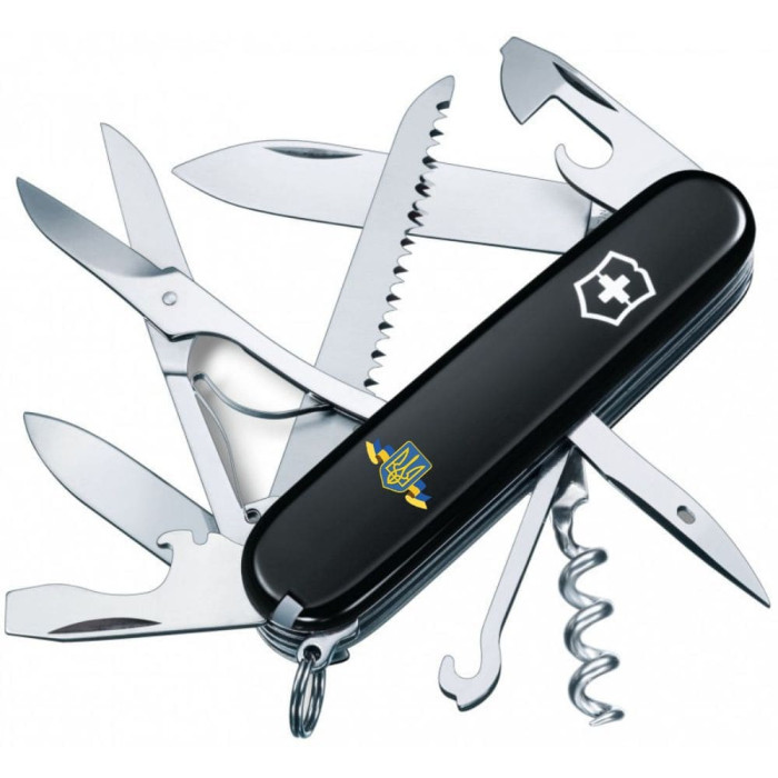 HUNTSMAN UKRAINE  91мм/15функ/черн /штоп/ножн/пила/крюк /Герб Украины с лентой 