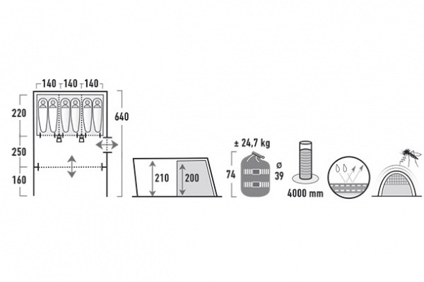 Палатка High Peak Leesburg 6 (Grey/Blue)  