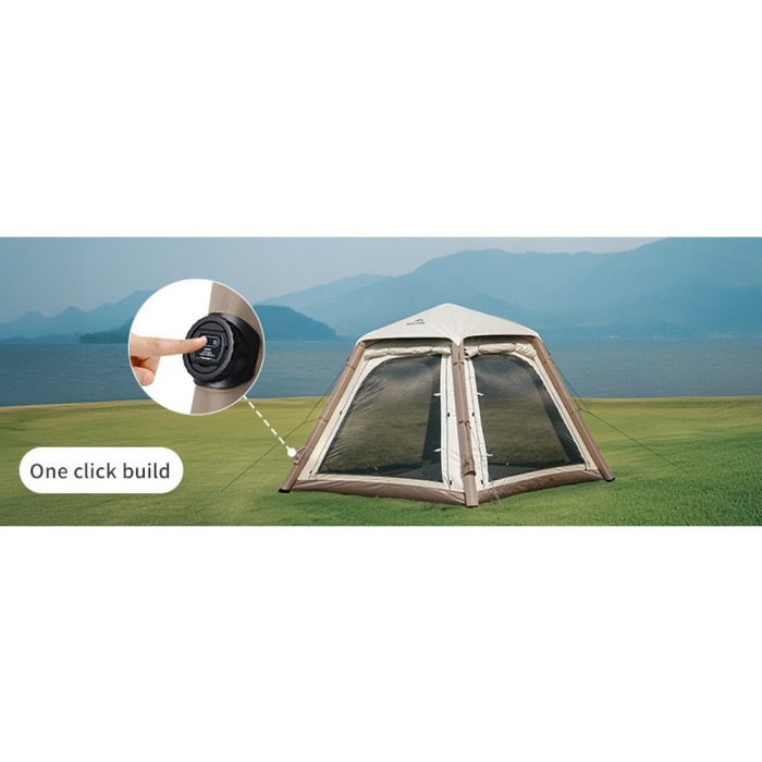 Палатка четырехместная автоматическая надувная с тентом Naturehike Ango CNK2550WS017, серая  