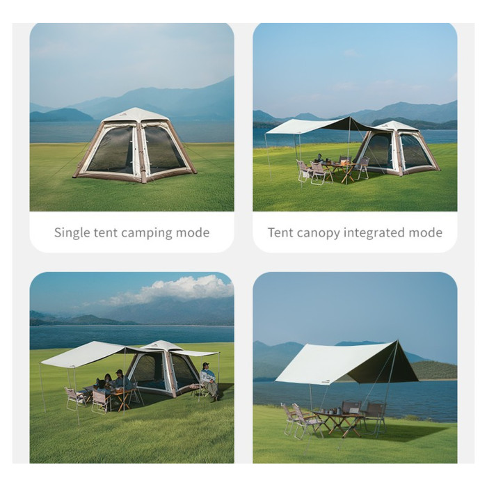 Палатка четырехместная автоматическая надувная с тентом Naturehike Ango CNK2550WS017, серая  