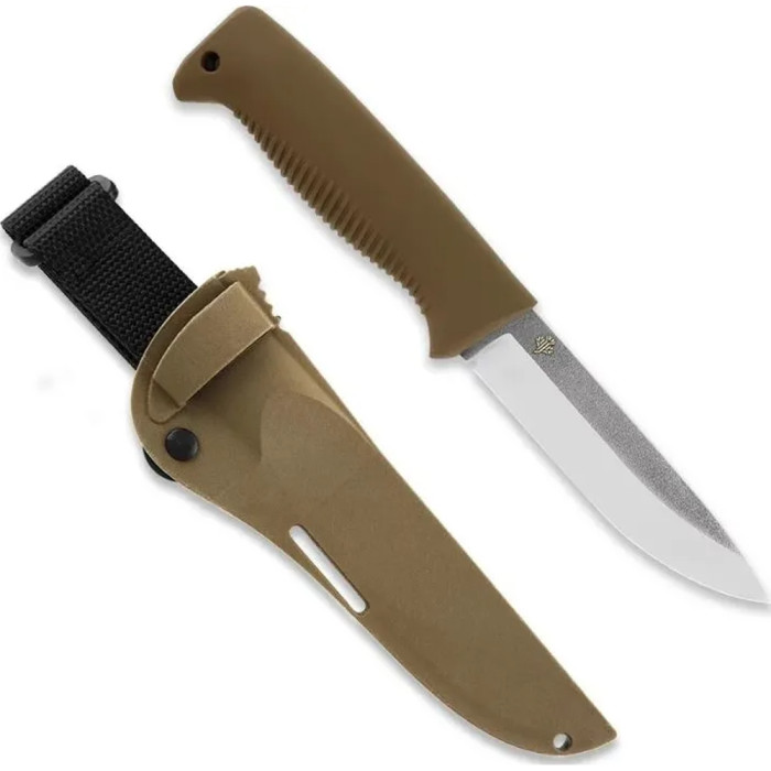 Нож Peltonen M07 (N690), без покрытия, coyote, coyote композитный чехол  